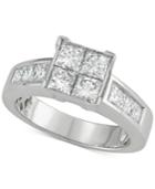 Diamond Square Engagement Ring (2 Ct. T.w.) In 14k White Gold