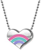 Alex Woo Enamel Rainbow Heart 16 Pendant Necklace In Sterling Silver