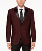 Alfani Men's Slim-fit Burgundy Mini-grid Dinner Jacket, Created For Macy's