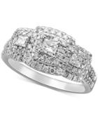 Diamond Princess Triple Halo Engagement Ring (1 Ct. T.w.) In 14k White & Rose Gold
