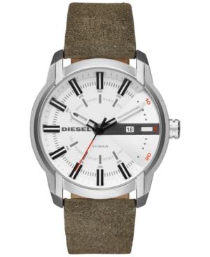 Diesel Men's Armbar Green Leather Strap Watch 45mm
