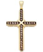 Men's Brown Diamond Cross Pendant (1/2 Ct. T.w.) In 10k Gold