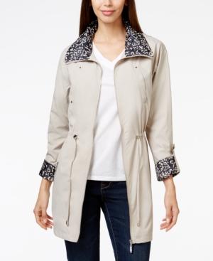 Jm Collection Petite Printed-contrast Hooded Anorak Jacket, Only At Macy's