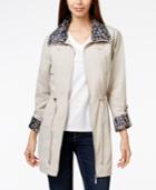 Jm Collection Petite Printed-contrast Hooded Anorak Jacket, Only At Macy's