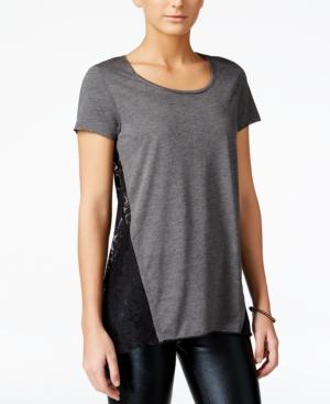 Hybrid Juniors' Lace-back Pullover High-low Top