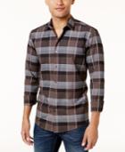 Alfani Men's Textured Plaid Shirt, Created For Macy's