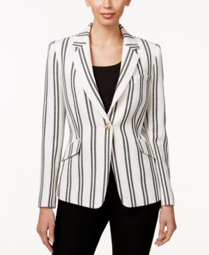 Tahari Asl Striped One-button Blazer