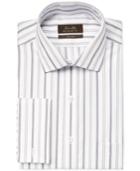 Tasso Elba Non-iron Camel Sateen Stripe French Cuff Dress Shirt
