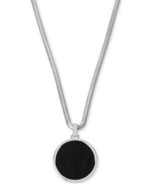 Kenneth Cole New York Silver-tone Black Disc Pendant Necklace