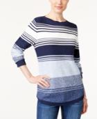 Karen Scott Cotton Striped Sweater, Created For Macy's
