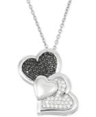 Wrapped In Love Black And White Diamond Heart Pendant Necklace (1/3 Ct. T.w.) In Sterling Silver
