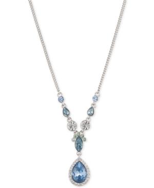 Givenchy Silver-tone Blue Crystal Lariat Necklace