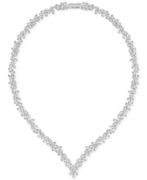 Swarovski Silver-tone Marquise Crystal V-necklace