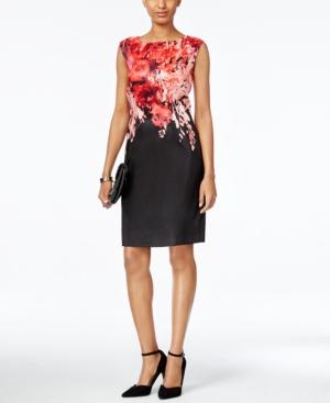 Tahari Asl Floral Jacquard Sheath Dress