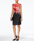 Tahari Asl Floral Jacquard Sheath Dress
