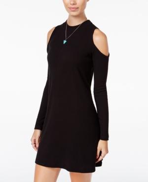 Planet Gold Juniors' Rib-knit Cold-shoulder Dress