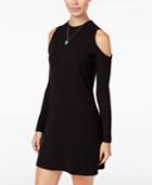 Planet Gold Juniors' Rib-knit Cold-shoulder Dress