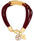 Guess Gold-tone Faux Suede Multi-row Bracelet