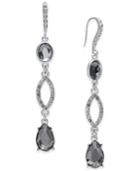 I.n.c. Silver-tone Hematite & Black Crystal 3-drop Earrings, Created For Macy's
