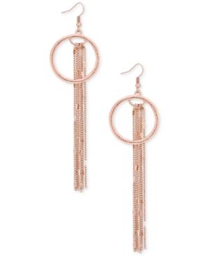 Guess Rose Gold-tone Hoop & Multi-chain Tassel Drop Earrings
