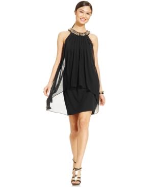 Vince Camuto Bead-trim Chiffon Popover Sheath