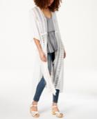 American Rag Juniors' Long Crochet-trim Kimono, Created For Macy's