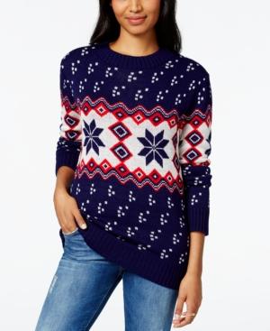 Cotton Emporium Juniors' Snowflake Fair Isle Pullover Sweater