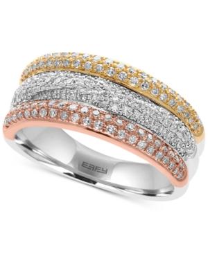 Effy Diamond (5/8 Ct T.w.) Three-row Ring In 14k Tri-color Gold