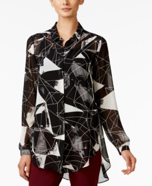 Alfani Printed Button-front Blouse, Only At Macy's