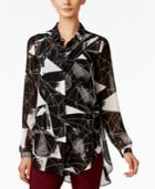 Alfani Printed Button-front Blouse, Only At Macy's