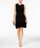 Donna Ricco Ruffled-hem Sweater Dress