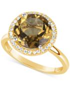 Citrine (3 Ct. T.w.) And Diamond (1/6 Ct. T.w.) Ring In 14k Gold