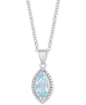 Blue Topaz Marquise 18 Pendant Necklace (1-1/5 Ct. T.w.) In Sterling Silver
