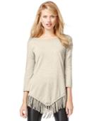 Inc International Concepts Petite Three-quarter-sleeve Fringe-trim Tunic, Only At Macy's