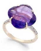 14k Gold Ring, Amethyst (8 Ct. T.w.) And Diamond Accent Ring