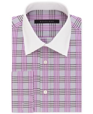 Sean John Men's Classic/regular Fit Purple Check French Cuff Dress Shirt