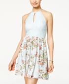Speechless Juniors' Lace Floral-print Halter Dress
