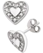 Diamond Heart Stud Earrings (1/10 Ct. T.w.) In Sterling Silver