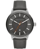 Ax Armani Exchange Men's Maddox Gray Leather Strap Watch 46mm