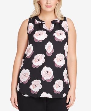 Tahari Asl Plus Size Floral-print Shell