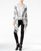 Almost Famous Juniors' Striped Fringe Waterfall Cardigan