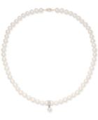 Cultured Freshwater Pearl (8mm) And Diamond (1/10 Ct. T.w.) Pendant Necklace In 14k Yellow Gold