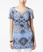 Style & Co. Cold-shoulder Printed Tunic, Only At Macy's