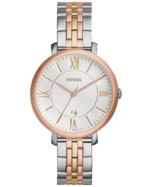 Fossil Women's Jacqueline Tri-tone Stainless Steel Bracelet Watch 36mm Es3844