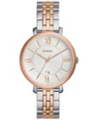 Fossil Women's Jacqueline Tri-tone Stainless Steel Bracelet Watch 36mm Es3844