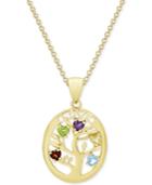 Multi-gemstone Tree Of Life 18 Pendant Necklace (3/4 Ct. T.w.) In 18k Gold-plated Sterling Silver