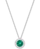 Swarovski Silver-tone Green Crystal Pendant Necklace