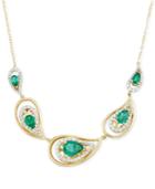 Rare Featuring Gemfields Certified Emerald (1-7/10 Ct. T.w.) And Diamond (2/3 Ct. T.w.) Necklace In 14k Gold