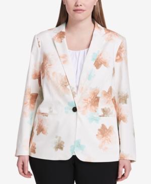 Calvin Klein Plus Size Floral-print Blazer
