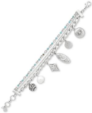 Lucky Brand Silver-tone Crystal, Bead & Imitation Pearl Celestial Charm Bracelet, Created For Macy's